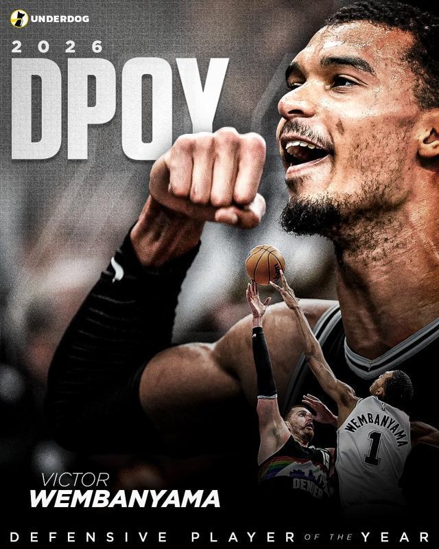 华体会hth官网-NBA历史首人，文班亚马全票当选DPOY